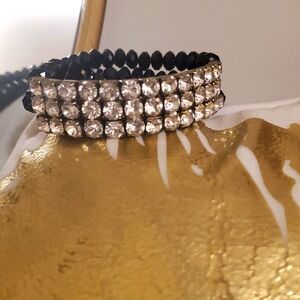 Elegant Silver and Black Crystal Bracelet